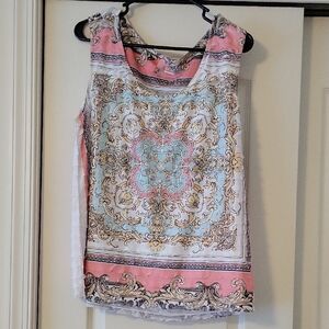 Sami & Jo Pink and Silver Graphic Tank Top